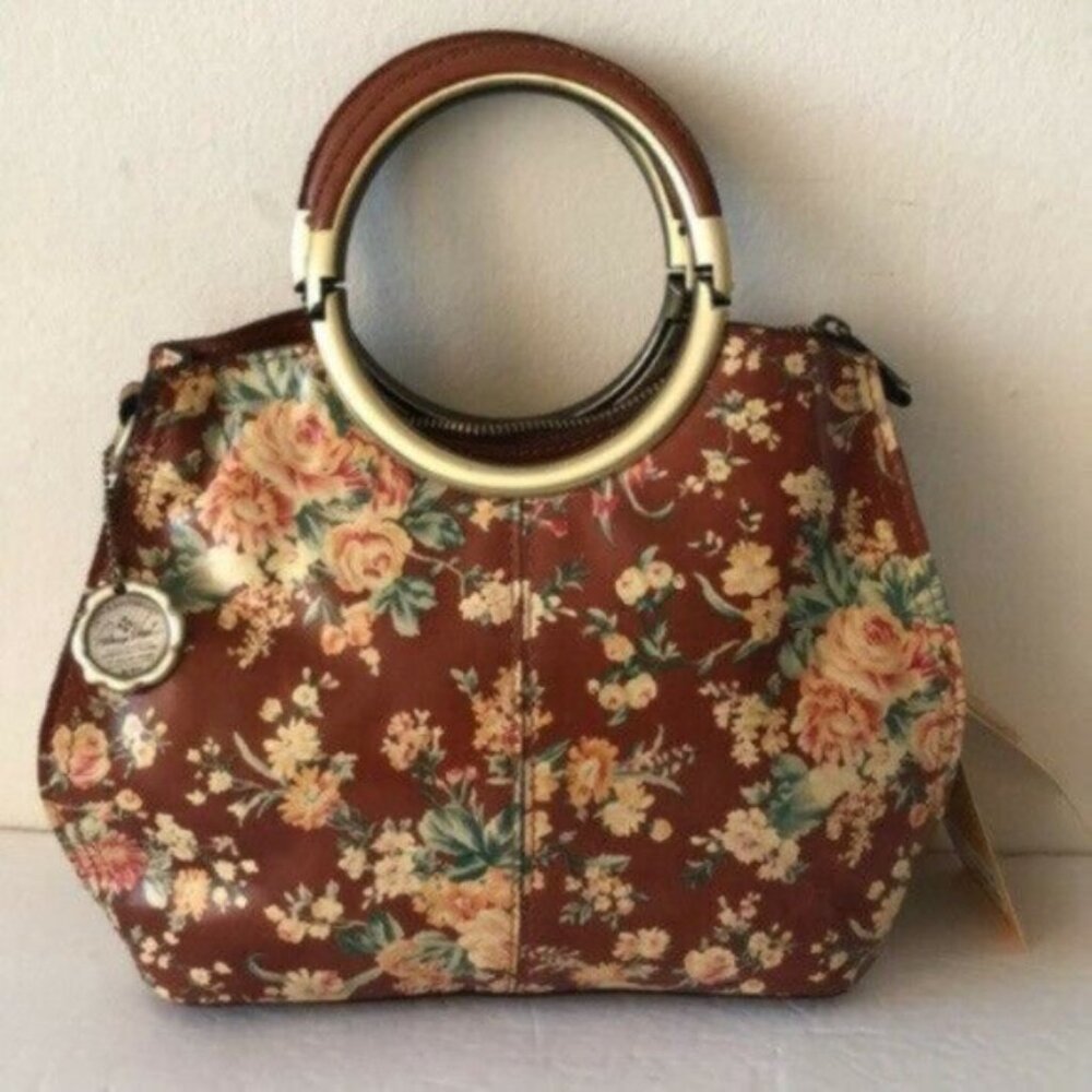Patricia Nash Aria Handbag Leath Vintage Botanical Garden Floral Crossbody - Picture 5 of 13
